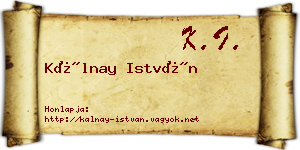Kálnay István névjegykártya